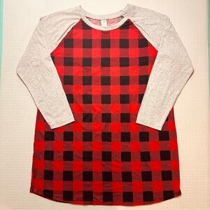 Checkered‎ nightgown red black buffalo pattern north pole trading company XL
